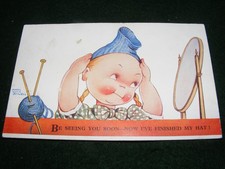 VINTAGE POSTCARD ART MABEL LUCIE ATTWELL CHILDREN HUMOUR KNITTING