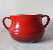 Le Creuset Soup Mug Size 4" Diameter Fire Red Two Handles Great Condition no Lid