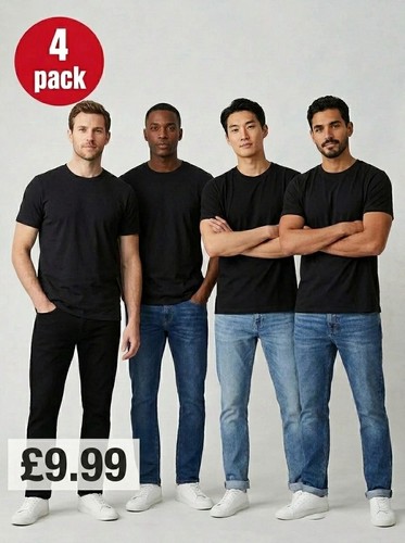 Mens plain shirt pack - t-shirt, 4