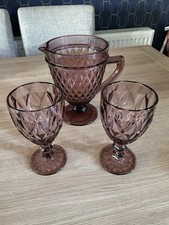 Purple Glass Water Jug Pitcher