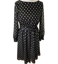 Billie & Blossom dress  Black &  Matalic Gold  Chiffion  Long Sleeve Uk 8 Bnwt