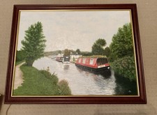 Original oil painting narrow boat / barge Tricia