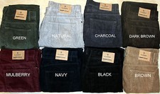 Ex M&S Mens Corduroy Cord Slim Trousers Formal Pants Smart Casual Cotton
