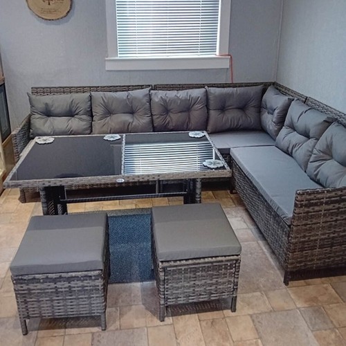 Corner rattan garden furniture - garden,