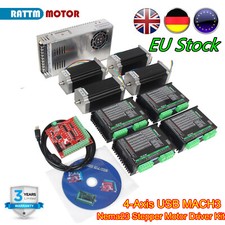 『UK』4 Axis Nema 23 Stepper Motor 425oz.in 3A Driver Mach3 Motion Control CNC Kit