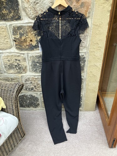 Lipsy black lace jumpsuit size - lipsy,