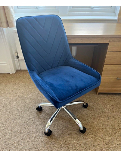 Blue velvet chair swivel - blue,