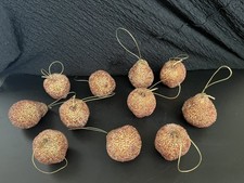 Christmas Tree Decorations Sugar Coated Gold Apple And Pears X 12