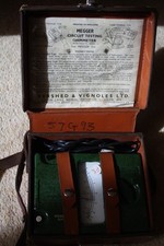 green MEGGER Circuit Testing Ohm Meter Evershed & Vignoles vintage leather case