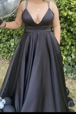 Beautiful Black Satin Prom Dress Size 12 