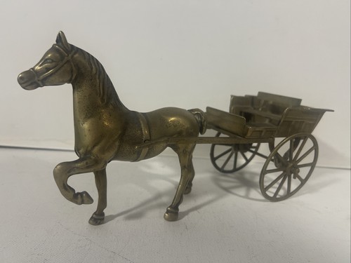 Vintage brass horse and cart - and,