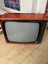Philips 1970s Orange/Brown Portable Black & White TV. Not Working.
