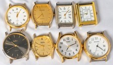8x Job Lot Rectangular Men's Vintage Quartz Watch -- Working