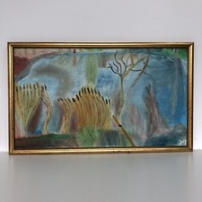 Countryside Pond Landscape Impressionist Naive Oil Painting