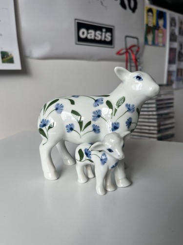 Vintage porcelain floral sheep - porcelain,