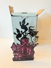 Partylite Halloween Ghostly Haunted House Tealight Candle Holder Purple Black 