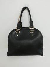 Unbranded Large Black Leather Plaited Detail Gold Buckle Ladies Handbag 