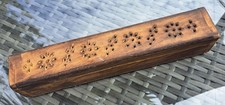 Wood Incense Box Burner Joss Sticks Holder Storage Mango Wood & Joss Sticks