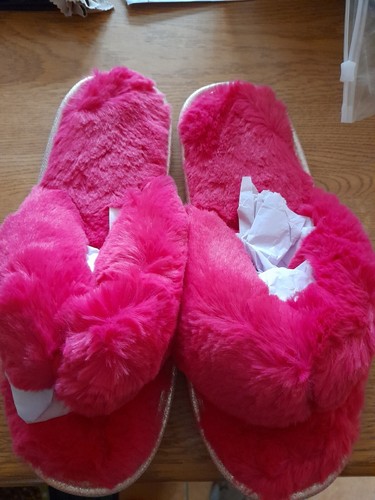 Womens faux fur flip flops - womens, 3/4