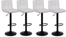 Set of 4 Barstools Faux Leather Kitchen Breakfast Bar Black White Grey Casablanc