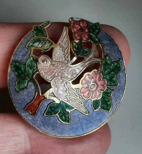 Vintage cloisonne enamel - vintage, bird