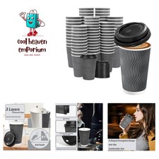 500 Pack - 16 oz Insulated Disposable Coffee Cups with Lids, To Go Paper Coff...