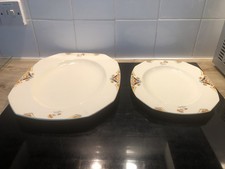 TWO Rare Alfred Meakin Art Deco 1930s Marigold Princess Balmoral Platters