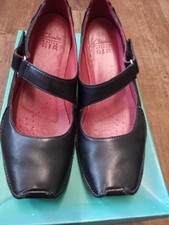 Clarks Finnis Blaze Wedge Shoes UK 6 D Active Air Black Leather Hook Loop