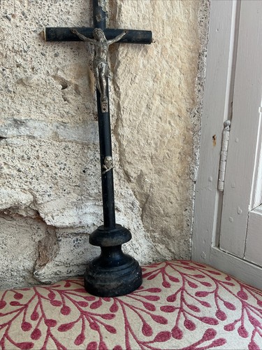 Antique crucifix wooden stand - crucifix,
