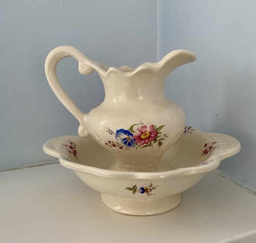 Vintage cream floral ironstone