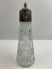 Antique Crystal Decanter with Silver Lid and Handle Ornate Design - Lot 8