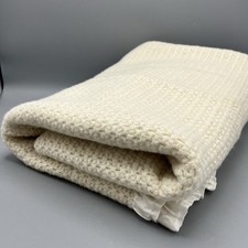 Vintage Warmco Cellular Waffle Knit Blanket Pure Lambswool Satin Edge Excellent