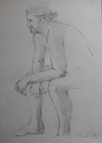 Pencil drawing male nude - pencil,