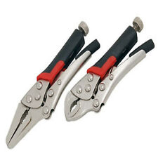 2 Pack  4" 100mm Mole Grips Locking Lock Pliers adjustable  & 5" Long Nose 125mm
