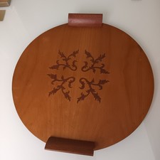 Romanian Round Wooden Decorative Serving Tray with Handles - Anghelus - 33cm