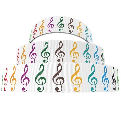Musical notes grosgrain ribbon - musical,