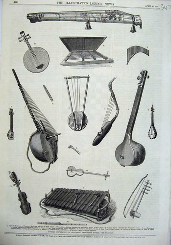 Old antique print 1870 musical - old,