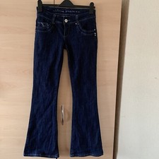 Jane Norman Women Low Rise Blue Glitter boot cut Denim Jeans Size Uk 8 Regular