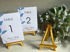 Mini gold easel for wedding table numbers