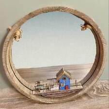 Large Rustic Boat Round Mirror Nautical Rope Wall Hanging Beach Seaside Decor