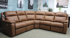 G PLAN THORNBURY ELECTRIC+LUMBER 5 PIECE CORNER SOFA IN TEXAS TAN LEATHER
