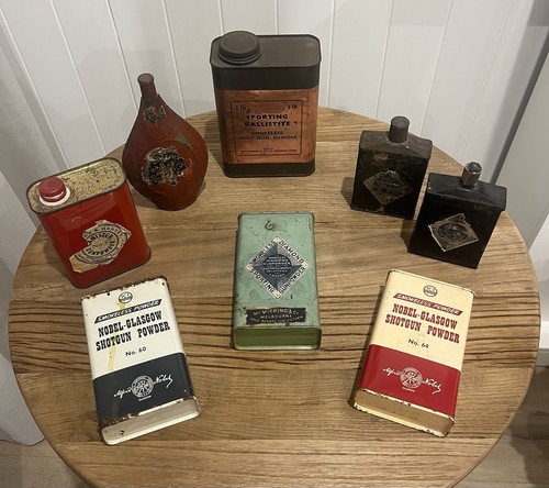 Empty vintage gunpowder tins - gunpowder,