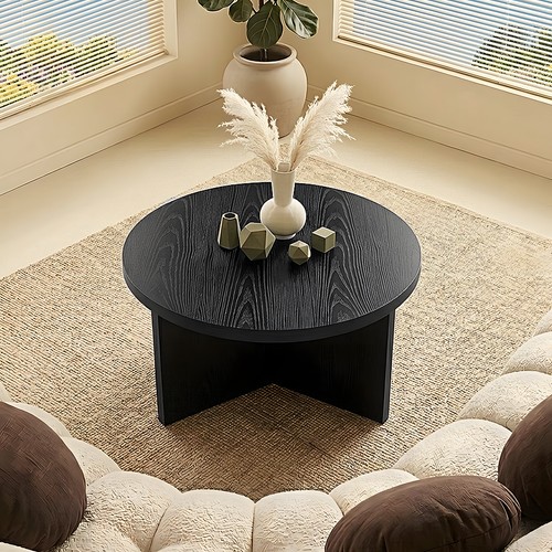70cm black wood - wood, round
