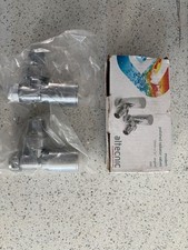 Polished RADIATOR VALVES 15mmx1/2 inch angled pair