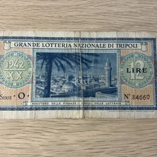 Rare ‘Tripoli Lottery Ticket” Dated 1942 XX. 12 Lire. Look!