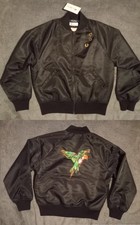 10 rare embroidered bird Amy Winehouse FRED PERRY black bomber jacket coat new!