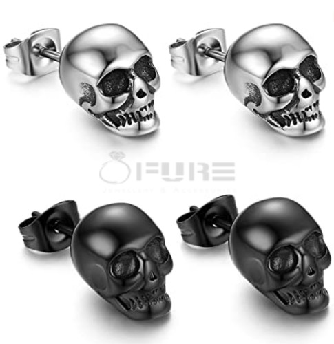 Gothic skull earrings studs - earrings,