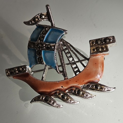 Vintage silvertone enamelled - vintage,