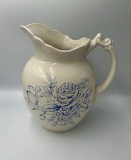 The Edwardian Kitchen Vintage Style Bathroom Jug Ceramic Floral Blue/White