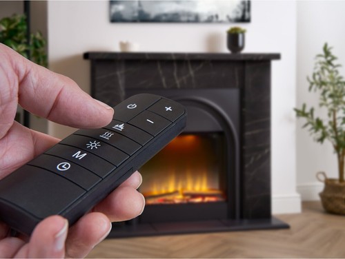 Black marble effect fireplace - black,